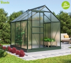 SET Vitavia Gewächshaus Comet 3800 4mm HKP 195x195cm smaragd + Fundamentsrahmen